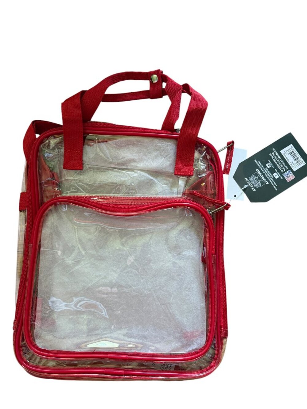 Eastsport Clear Stadium Tote – Red Trim